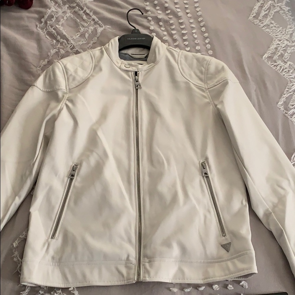 Men’s White Leather Jacket